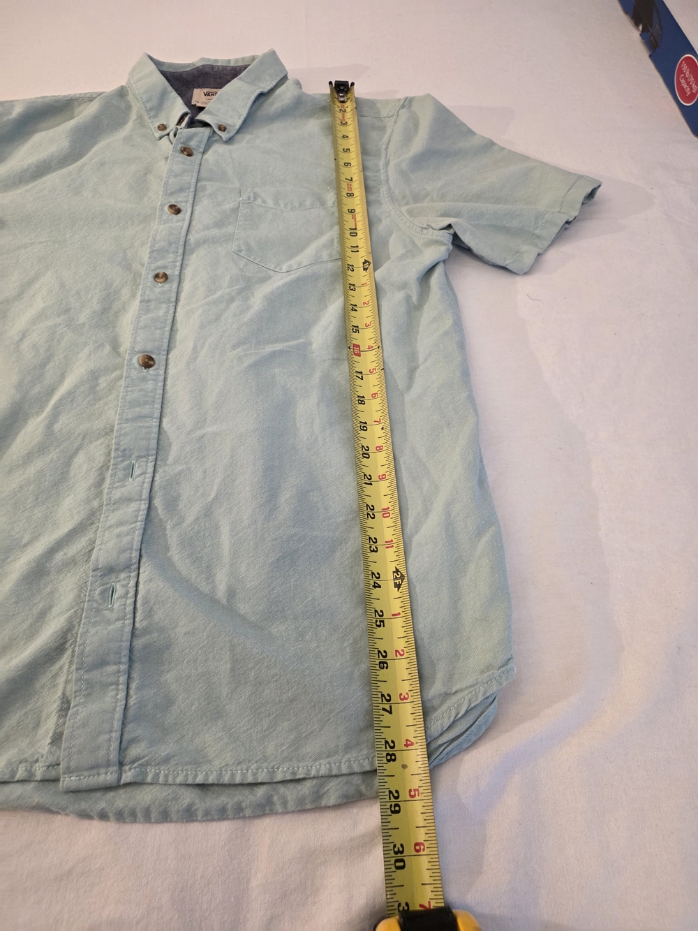 Vans Men's Light Blue Short Sleeve Button-Up Shirt - Picture 4 of 6